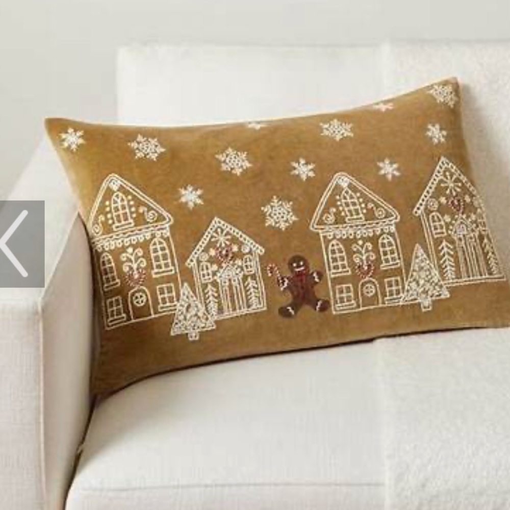 Pottery Barn Velvet Gingerbread pillow with insert NWT